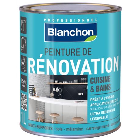 Peinture de rénovation cuisine et salle de bain - Gris Lin - 1L - Blanchon