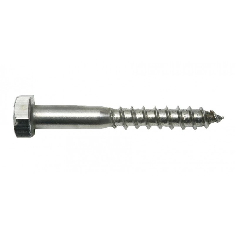 Lot de 100 tirefonds en inox A2 à tête hexagonale - Diamètre de 10mm - Longueur 80 mm
