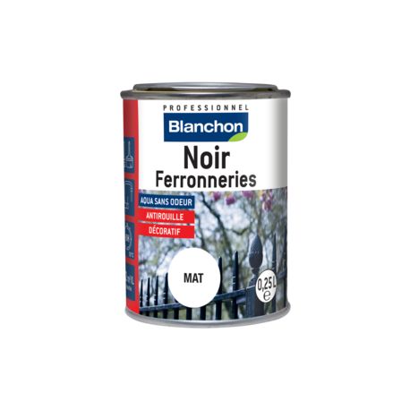 Noir ferronneries- finition antirouille - Blanchon - 0.75L