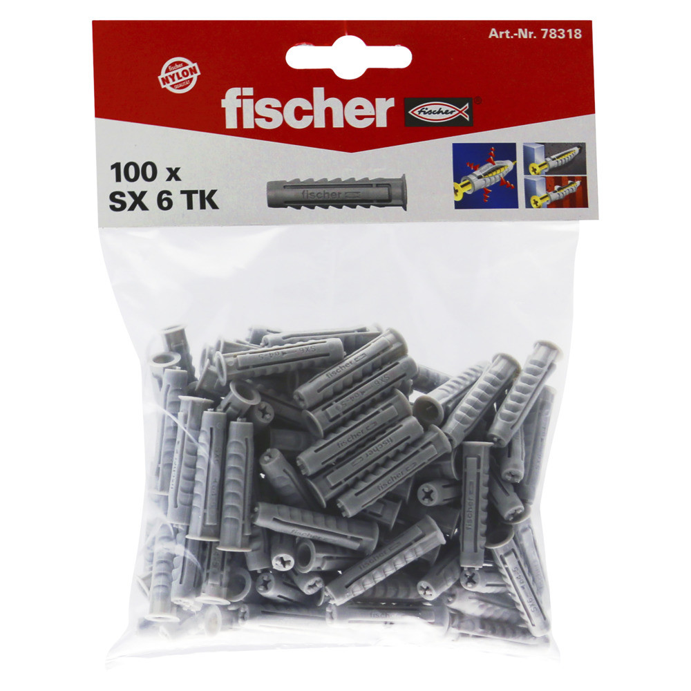 Boîte de 100 chevilles Fischer - SX plus 8x40mm - Nylon