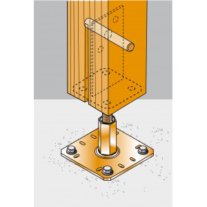 Pieds de poteau en âme avec platine PPSR320
