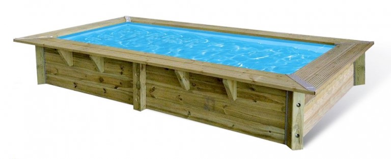 Piscine bois Azura Ubbink Diam 410cm H120 cm liner bleu avec bâche été