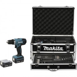 Makita perceuse visseuse 2X14,4V 1,3Ah Li Ion avec valise aluminium 70 Accessoires